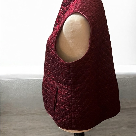 Chico's Quilted Vest in Rich Burgundy - Picture 2 of 4